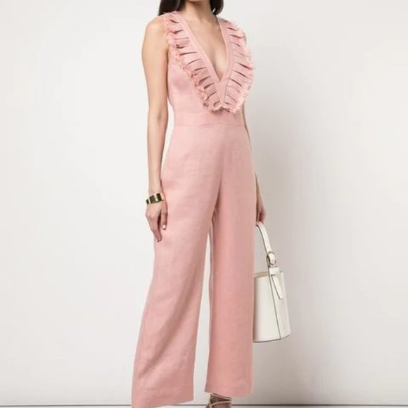 Alexis Pants - ALEXIS Odalys Linen Jumpsuit in Blush Size Small